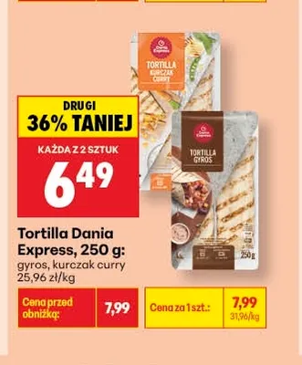 Tortilla Dania Express kurczak curry promocja w Biedronka