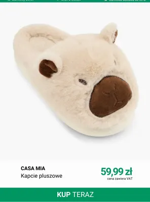Kapcie pluszowe Casa Mia promocja w Deichmann