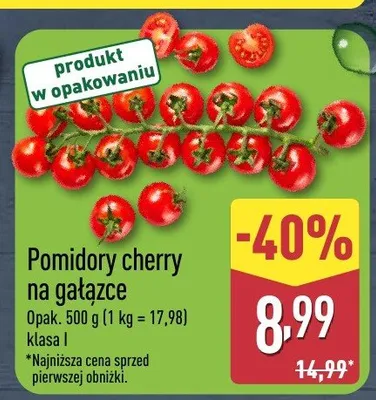 Pomidory cherry na gałązce promocja w Aldi