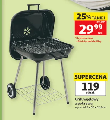 Grill węglowy z pokrywą wym.: 47,5x52x62,5cm promocja w Auchan