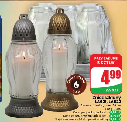 Znicz szklany LA621 promocja w Dino