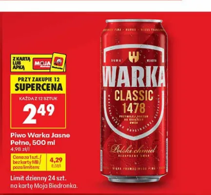 Piwo Warka promocja w Biedronka