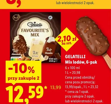 Lody Mix lodów Gelatelli 6-pak promocja w Lidl