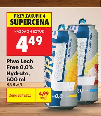 Piwo bezalkoholowe Lech Free Hydrate Mango Lemon promocja w Biedronka