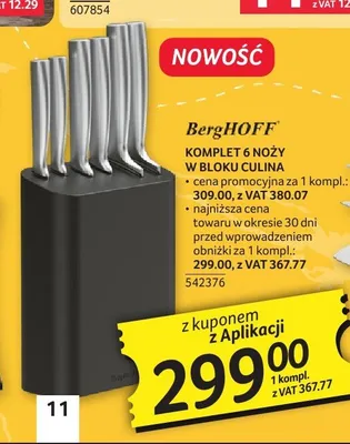 Komplet noży w bloku BergHOFF Culina promocja w Selgros