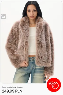 Sztuczne krótkie futerko Cropp promocja w Cropp
