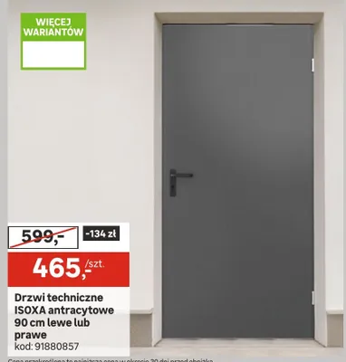 Drzwi techniczne antracytowe 90 cm lewe lub prawe promocja w Leroy Merlin