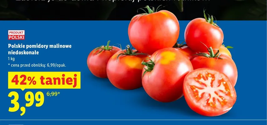 Pomidory malinowe niedoskonałe Ryneczek Lidla polskie promocja w Lidl