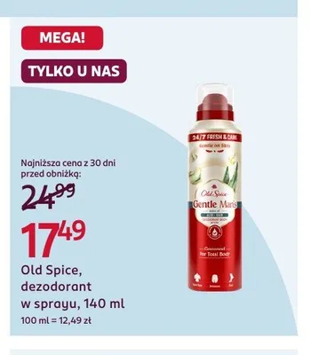 Dezodorant w sprayu Old Spice Gentle Man's promocja w Rossmann