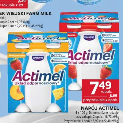 Napój Danone Actimel Wieloowocowy 4-pak promocja w Stokrotka