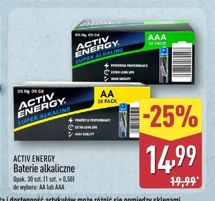 Baterie alkaliczne AAA Activ Energy promocja w Aldi