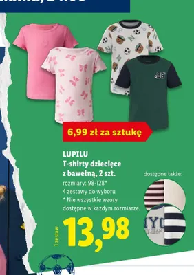 T-shirty dziecięce z bawełną Lupilo 2-pak promocja w Lidl