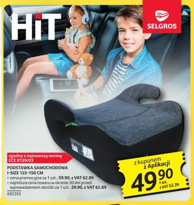 Podstawka samochodowa I-Size 125-150cm promocja w Selgros