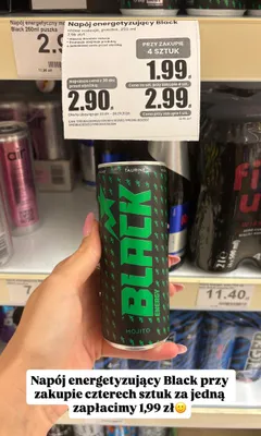 Napój energetyzujący Black Mojito promocja w Dino