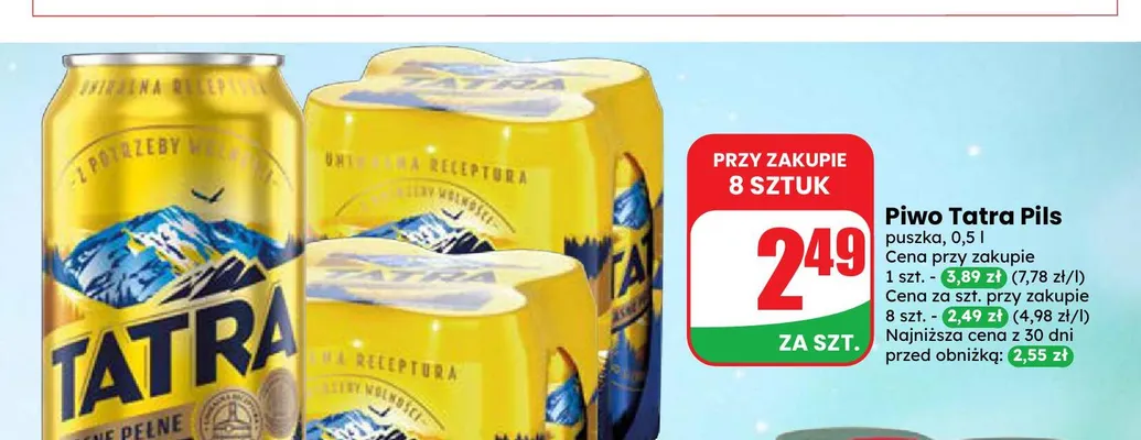 Piwo Tatra Pils promocja w Dino