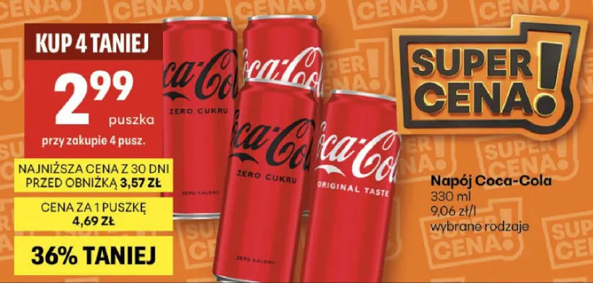 Napój Coca-Cola wybrane rodzaje promocja w Delikatesy Centrum