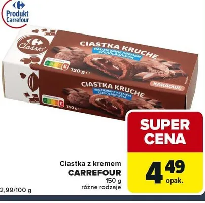 Ciastka z kremem różne rodzaje Carrefour promocja w Globi