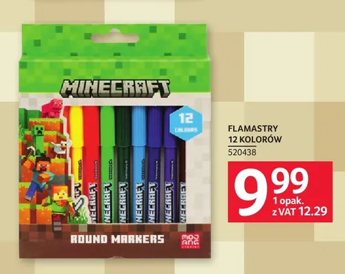 Flamastry 12 kolorów Minecraft promocja w Selgros