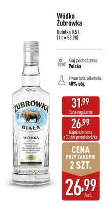 Wódka Żubrówka promocja w Aldi