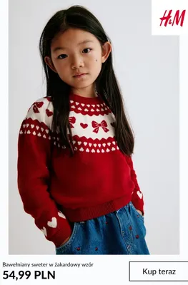 Bawełniany sweter w żakardowy wzór H & M promocja w H&M