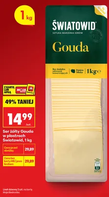 Ser żółty Gouda w plastrach Światowid promocja w Biedronka