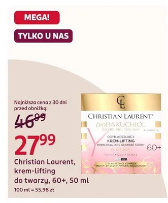 Krem-lifting do twarzy Christian Laurent bioBakuchiol 60+ promocja w Rossmann