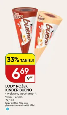 Lody rożek Kinder Bueno promocja w Chata Polska