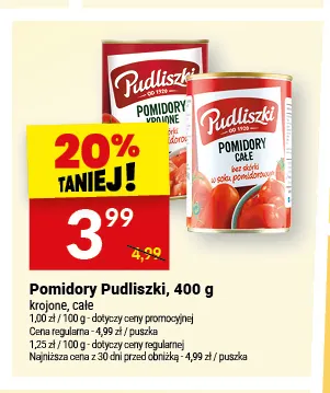 Pomidory krojone Pudliszki promocja w Twój Market