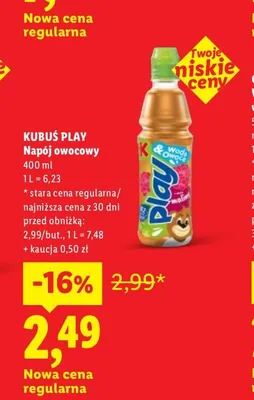 Napój owocowy Kubuś Play promocja w Lidl