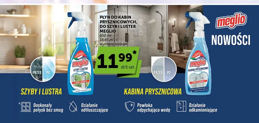 Płyn do szyb i luster Meglio promocja w Groszek