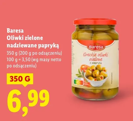 Oliwki zielone nadziewane papryką promocja w Lidl