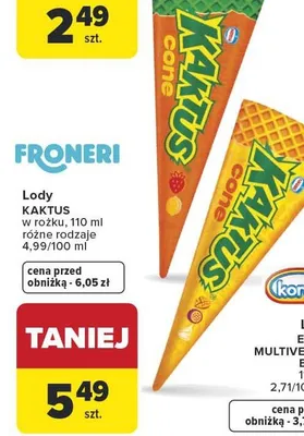 Lody Kaktus cone w rożku Froneri promocja w Carrefour Market
