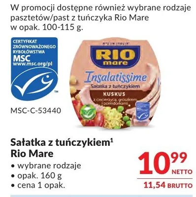 Sałatka z tuńczykiem Rio Mare różne rodzaje promocja w Makro