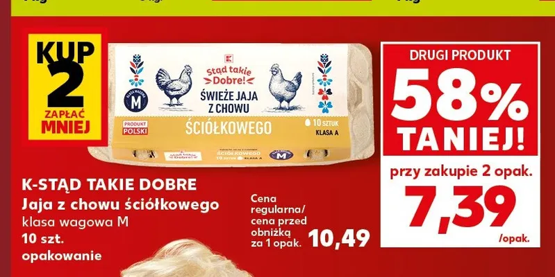Jajka kurze z chowu ściółkowego wagowa M K-Stąd Takie Dobre promocja w Kaufland