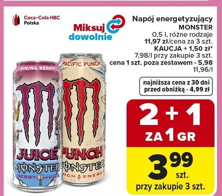 Napój energetyzujący różne rodzaje promocja w Carrefour Market