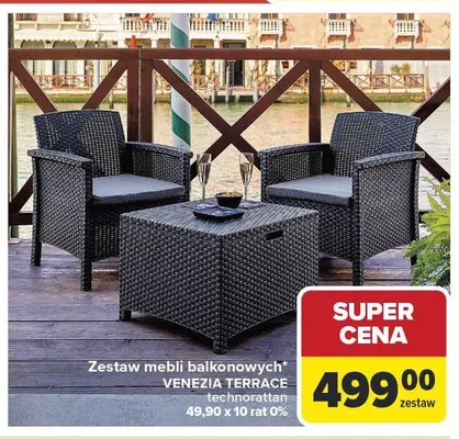 Zestaw mebli balkonowych VENEZIA TERRACE technorattan promocja w Carrefour