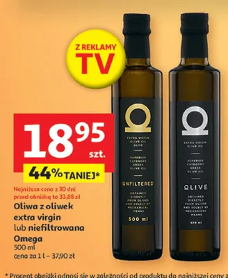 Oliwa z oliwek extra virgin lub niefiltrowana Omega promocja w Auchan