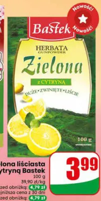 Herbata zielona liściasta z cytryną Bastek promocja w Dino