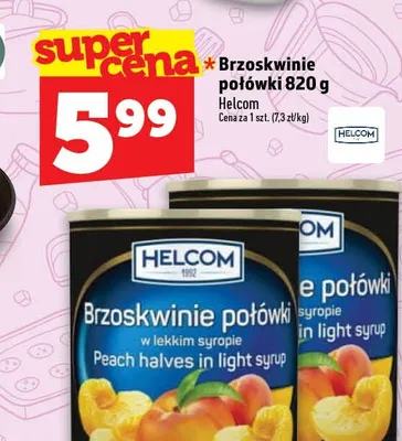 Brzoskwinie połówki Helcom promocja w TOPAZ