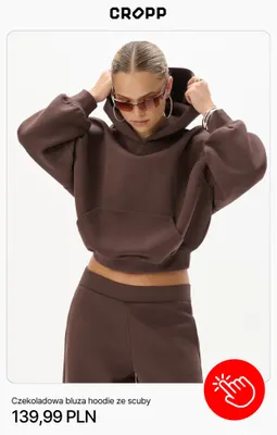 Czekoladowa bluza hoodie ze scuby Cropp promocja w Cropp