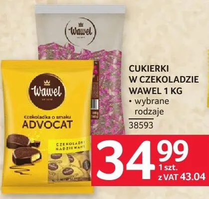 Cukierki w czekoladzie Wawel 1kg wybrane rodzaje 38593 promocja w Selgros
