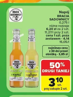 Napój Bracia Sadownicy Musujące Jabłko i cytryna promocja w Carrefour
