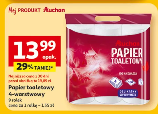Papier toaletowy 4-warstwowy promocja w Auchan