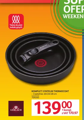 Komplet 3 patelni Gerlach Thermocoat promocja w Selgros