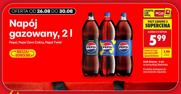 Napój gazowany Pepsi promocja w Biedronka