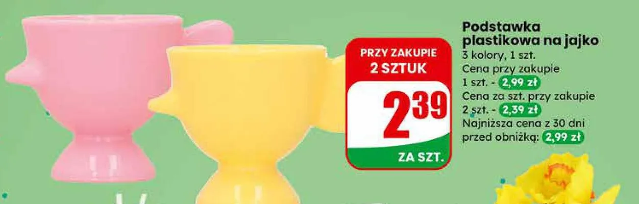 Podstawka plastikowa na jajko 3 kolory promocja w Dino