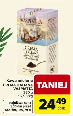 Kawa mielona CREMA ITALIANA VASPIATTA promocja w Carrefour