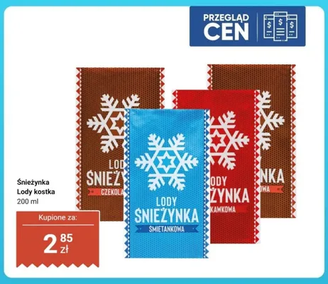 Lody kostka Śnieżynka kawkowa promocja w Dino