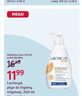Płyn do higieny intymnej Lactacyd Femina promocja w Rossmann