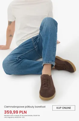 Ciemnobrązowe półbuty barefoot promocja w Ryłko